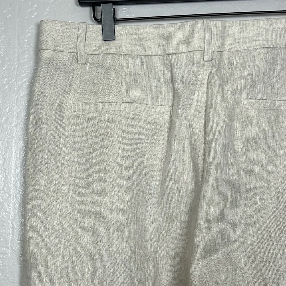 BANANA REPUBLIC Women Size 14 Palma Linen High-Waisted Pleated Straight-Leg Pant